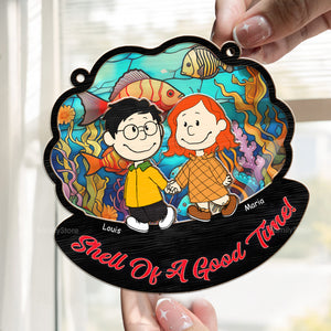 Shell Of A Good Tunel Peanuts - Personalized  Window Hanging Suncatcher Ornament - Gift For Couple, Husband Wife, Anniversary, Engagement, Wedding, Marriage Gift - CL43 NH96