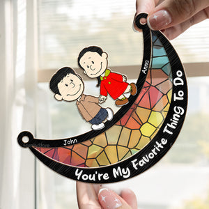 You're My Favorite Thing To Do Peanuts - Personalized  Window Hanging Suncatcher Ornament - Gift For Couple, Husband Wife, Anniversary, Engagement, Wedding, Marriage Gift - CL43 NH96