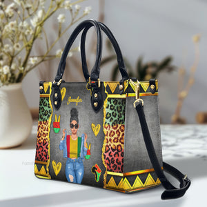 Juneteenth 1865 Freedom Quotes - Personalized Leather Handbag - Gift for Black Women and African Americans | GR3