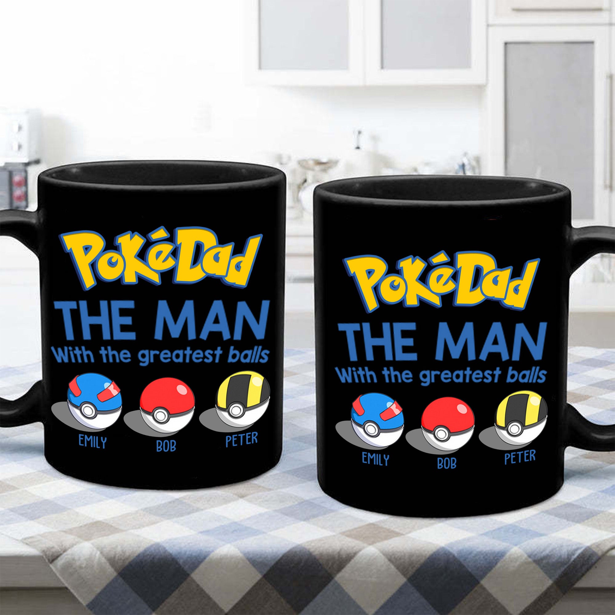 PokeDaddy The Greatest Balls Black Version - Gift For Father's Day - Personalized Ceramic Mug