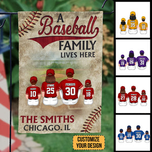 A Baseball Family Lives Here - Gift For Family, Mom, Dad - Personalized Flag - SPCL01 NA94