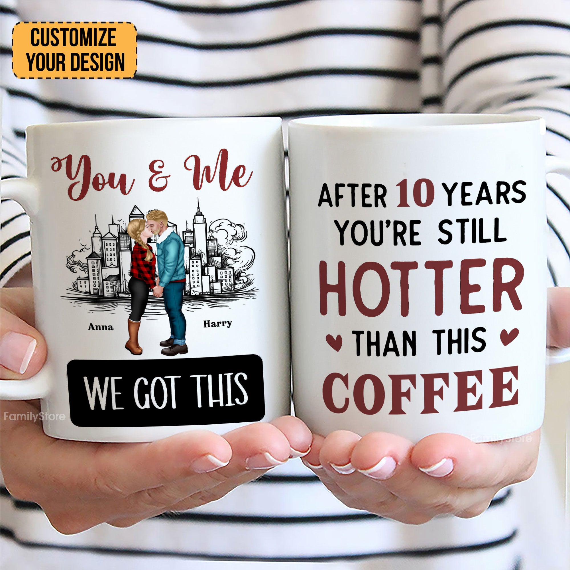 You And Me After 20 Years You're Still Hotter Than This Coffee - Personalized Ceramic Mug - Gift For Couple, Husband Wife, Anniversary, Engagement, Wedding, Marriage Gift - CL30 NH96