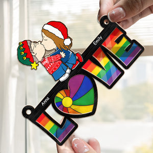 Love Is Love Peanuts - Personalized  Window Hanging Suncatcher Ornament - Gift For Couple, Husband Wife, Anniversary, Engagement, Wedding, Marriage Gift - CL45 NH96