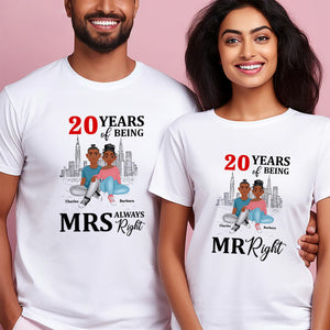 Many Years Of Being Mr Right Black African - Personalized Shirt - Gift For Couple, Husband Wife, Anniversary, Engagement, Wedding, Marriage Gift - GR1 NH96