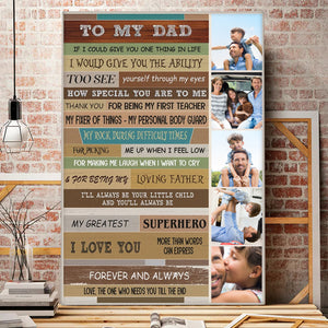 To My Greatest Superhero I Love You, Forever And Always - Gift For Dad - Personalized Canvas Poster