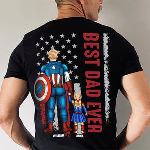 Best Dad Ever Super Hero - Gift For Dad, Grandfather - Personalized Two Side Shirt