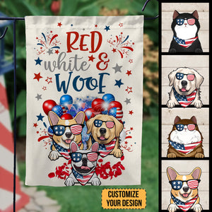 Red White Woof 4th July - Gift For Pet Lovers - Personalized Flag