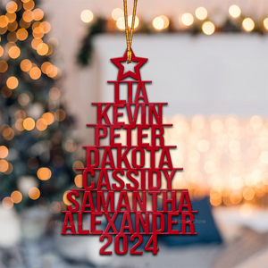 Our Family 2024 Christmas Tree - Gift For Family - Personalized Wood Ornament - NA94