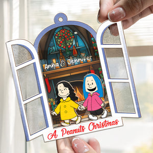 A Peanuts Christmas - Personalized  Window Hanging Suncatcher Ornament - Gift For Couple, Husband Wife, Anniversary, Engagement, Wedding, Marriage Gift - CL48 NH96