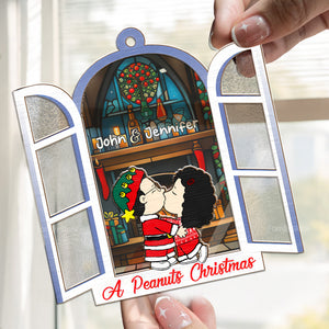 A Peanuts Christmas - Personalized  Window Hanging Suncatcher Ornament - Gift For Couple, Husband Wife, Anniversary, Engagement, Wedding, Marriage Gift - CL45 NH96