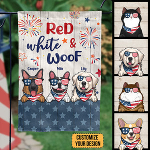 Red White Woof Happy Independence Day - Gift For Dog Lovers - Personalized Flag