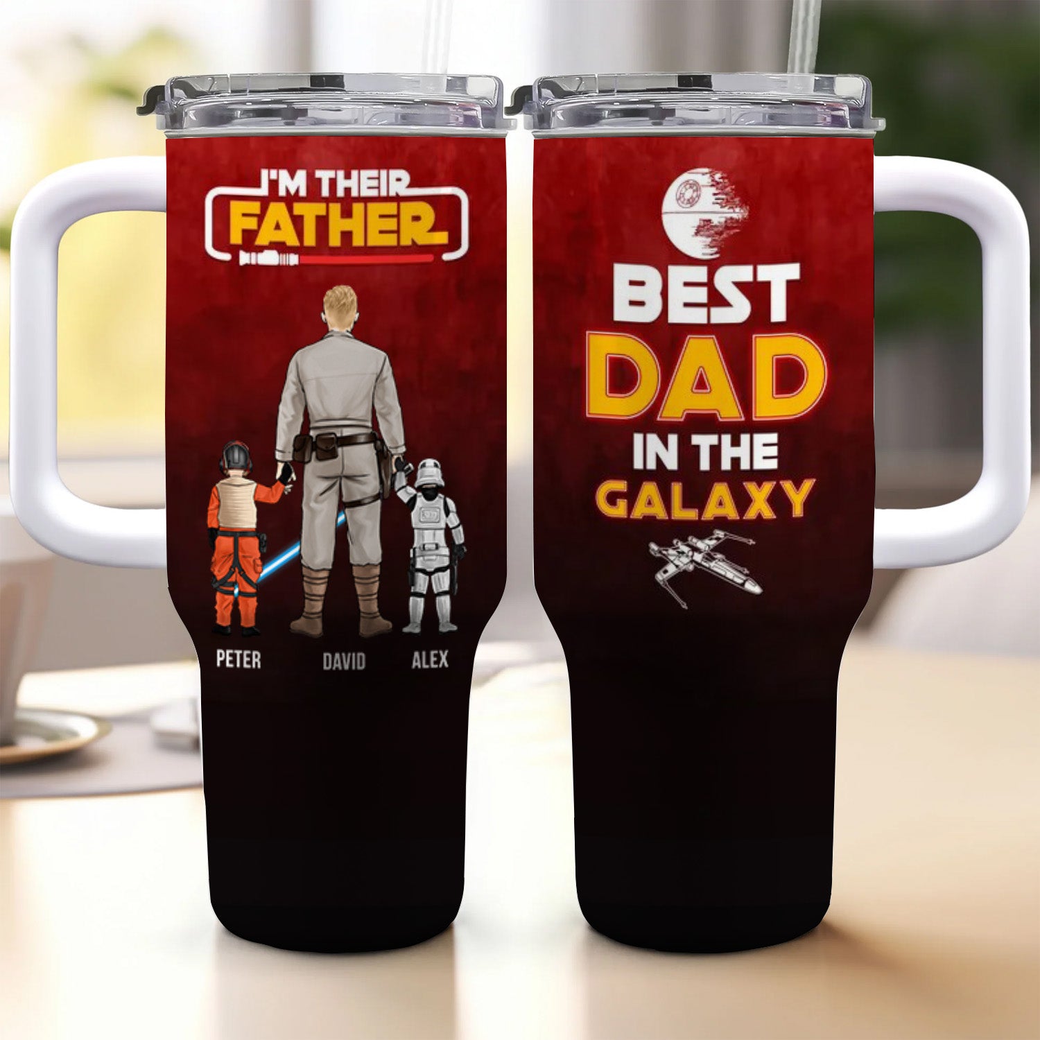 Best Dad In The Galaxy - Gift For Father's Day - Personalized 40oz Tumbler Cup With Straw