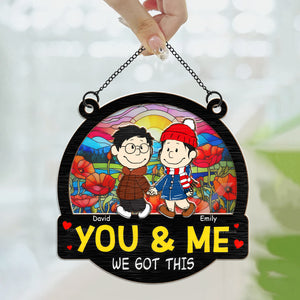 Kissing You In The Sunset You And Me We Got This Peanuts - Personalized  Window Hanging Suncatcher Ornament - Gift For Couple, Husband Wife, Anniversary, Engagement, Wedding, Marriage Gift - CL43 NH96