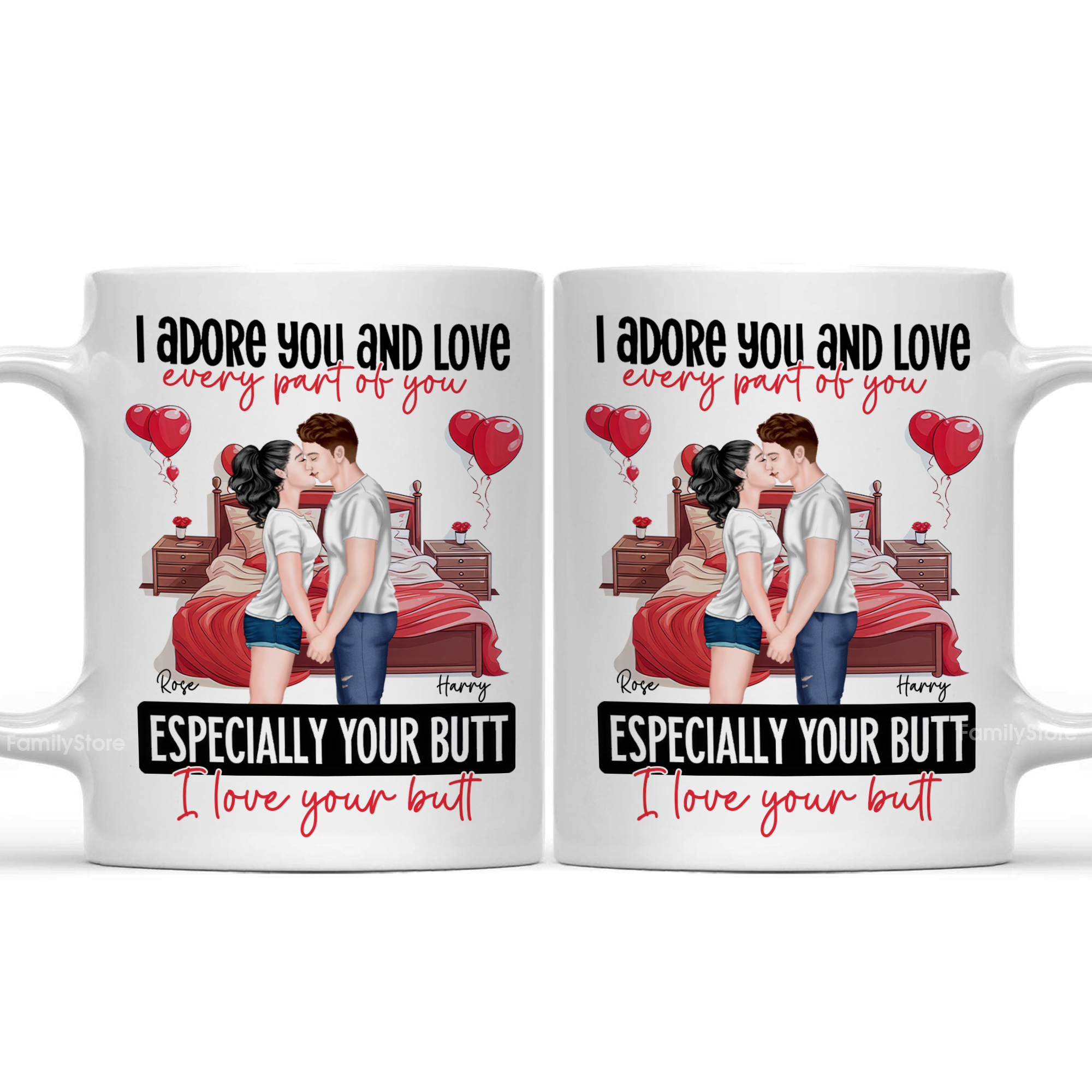 I Adore You And Love Every Par Of You I Love Your Butt - Personalized Ceramic Mug - Gift For Couple, Husband Wife, Anniversary, Engagement, Wedding, Marriage Gift - CL30 NH96