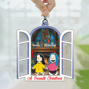 A Peanuts Christmas - Personalized  Window Hanging Suncatcher Ornament - Gift For Couple, Husband Wife, Anniversary, Engagement, Wedding, Marriage Gift - CL48 NH96