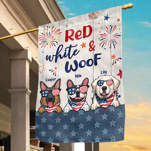 Red White Woof Happy Independence Day - Gift For Dog Lovers - Personalized Flag