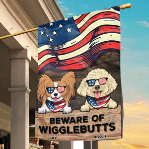 Beware Of Wigglebutt Stars And Stripes - Gift For Dog Lovers - Personalized Flag