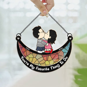 You're My Favorite Thing To Do Peanuts - Personalized  Window Hanging Suncatcher Ornament - Gift For Couple, Husband Wife, Anniversary, Engagement, Wedding, Marriage Gift - CL45 NH96