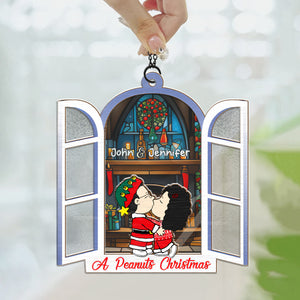 A Peanuts Christmas - Personalized  Window Hanging Suncatcher Ornament - Gift For Couple, Husband Wife, Anniversary, Engagement, Wedding, Marriage Gift - CL45 NH96