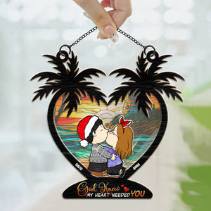 God Knew My Heart Needed You Peanuts - Personalized  Window Hanging Suncatcher Ornament - Gift For Couple, Husband Wife, Anniversary, Engagement, Wedding, Marriage Gift - CL45 NH96