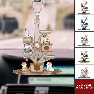 Cat Tree - Gift For Cat Lovers - Personalized Car Hanging Ornament - CLP02 NA94