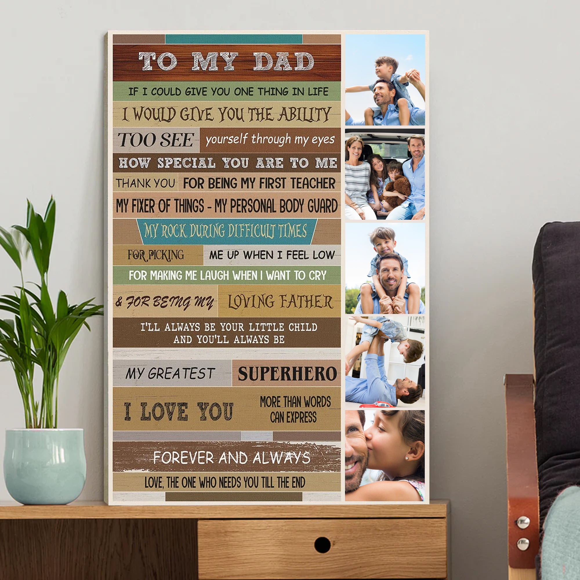 To My Greatest Superhero I Love You, Forever And Always - Gift For Dad - Personalized Canvas