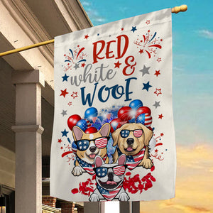 Red White Woof 4th July - Gift For Pet Lovers - Personalized Flag