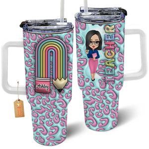 Teacher Pencil - Personalized Custom Tumbler With Handle - Teacher's Day Gift For Teacher