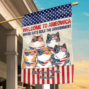 Welcome To Ameowica Cats Rule The Government 4th July - Gift For Cat Lovers - Personalized Flag