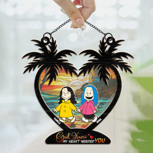 God Knew My Heart Needed You Peanuts - Personalized Window Hanging Suncatcher Ornament - Gift For Couple, Husband Wife, Anniversary, Engagement, Wedding, Marriage Gift - CL48 NH96