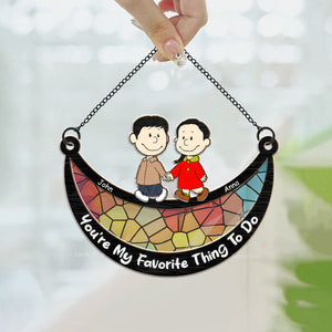 You're My Favorite Thing To Do Peanuts - Personalized  Window Hanging Suncatcher Ornament - Gift For Couple, Husband Wife, Anniversary, Engagement, Wedding, Marriage Gift - CL43 NH96