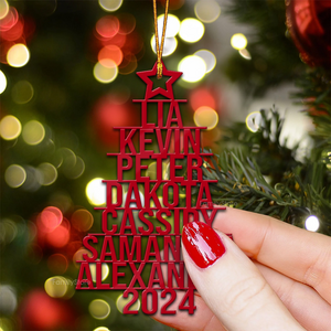 Our Family 2024 Christmas Tree - Gift For Family - Personalized Wood Ornament - NA94