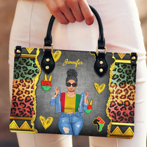 Juneteenth 1865 Freedom Quotes - Personalized Leather Handbag - Gift for Black Women and African Americans | GR3