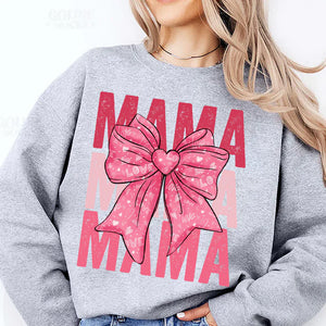 Bundle Valentine Mama Coquette Bow - Personalized Sweatshirt With Design On Sleeve - Gift For Grandma, Mom, Wife | Custom Sleeve NH96