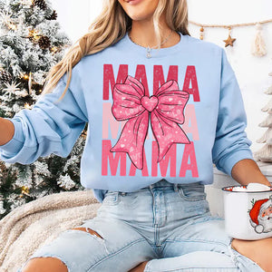 Bundle Valentine Mama Coquette Bow - Personalized Sweatshirt With Design On Sleeve - Gift For Grandma, Mom, Wife | Custom Sleeve NH96