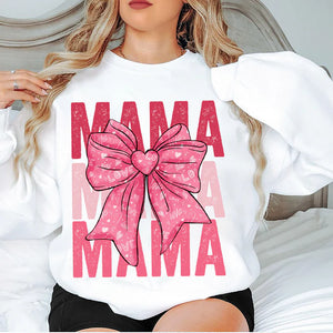 Bundle Valentine Mama Coquette Bow - Personalized Sweatshirt With Design On Sleeve - Gift For Grandma, Mom, Wife | Custom Sleeve NH96