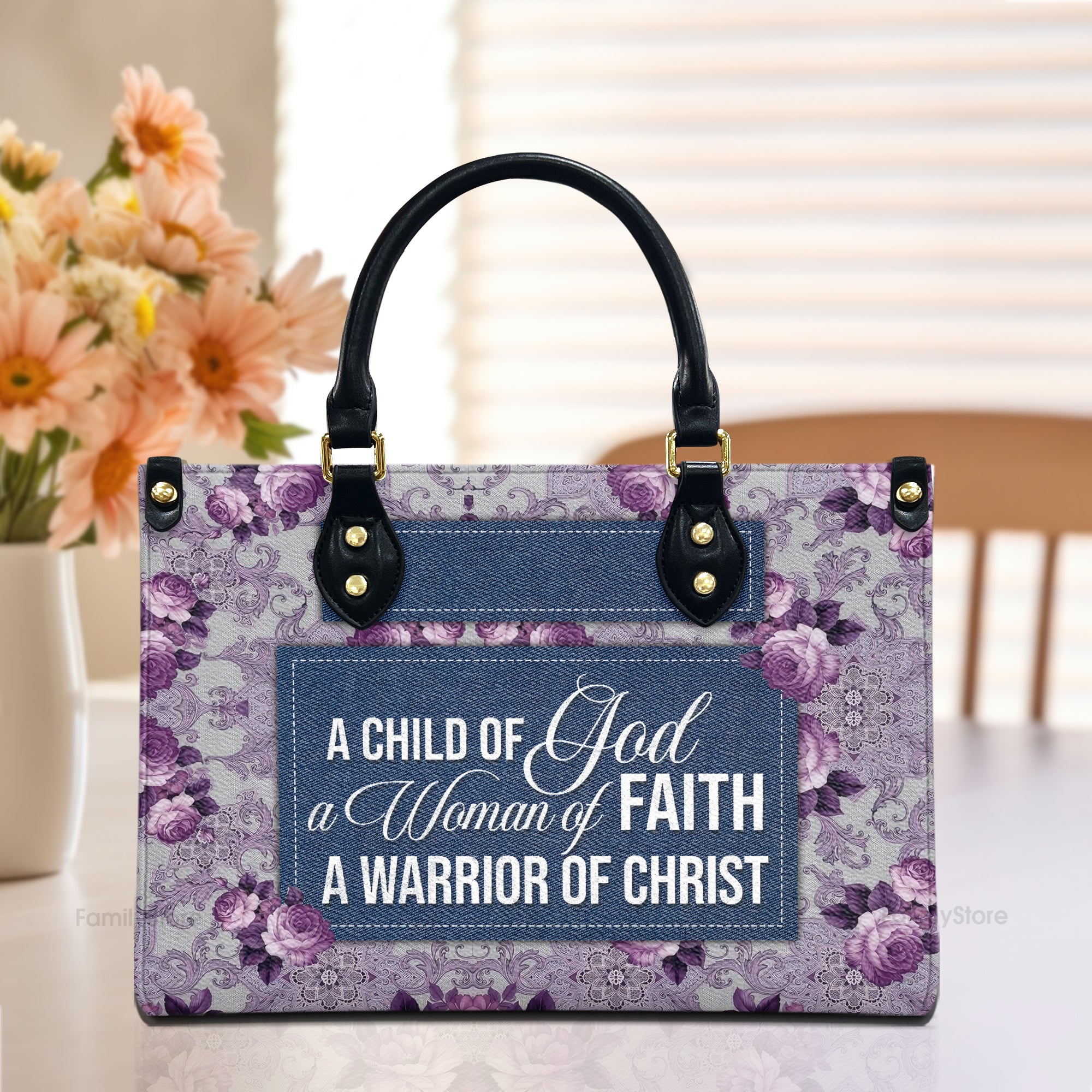 Ladies A Child Of God - Thoughtful Gift For Christians - Personalized Leather Handbag With Handle - AT4080926