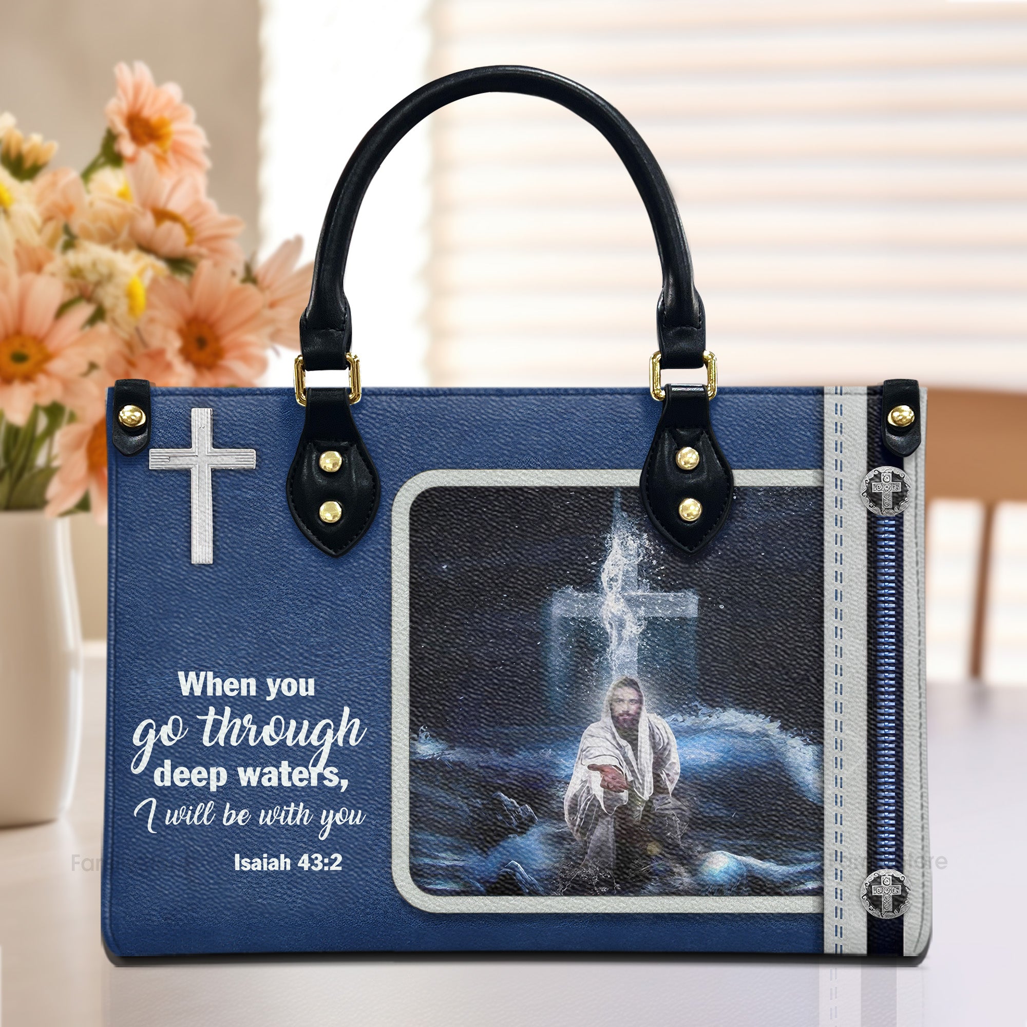 Special Jesus I Will Be With You - Personalized Leather Handbag With Handle - AT4081420