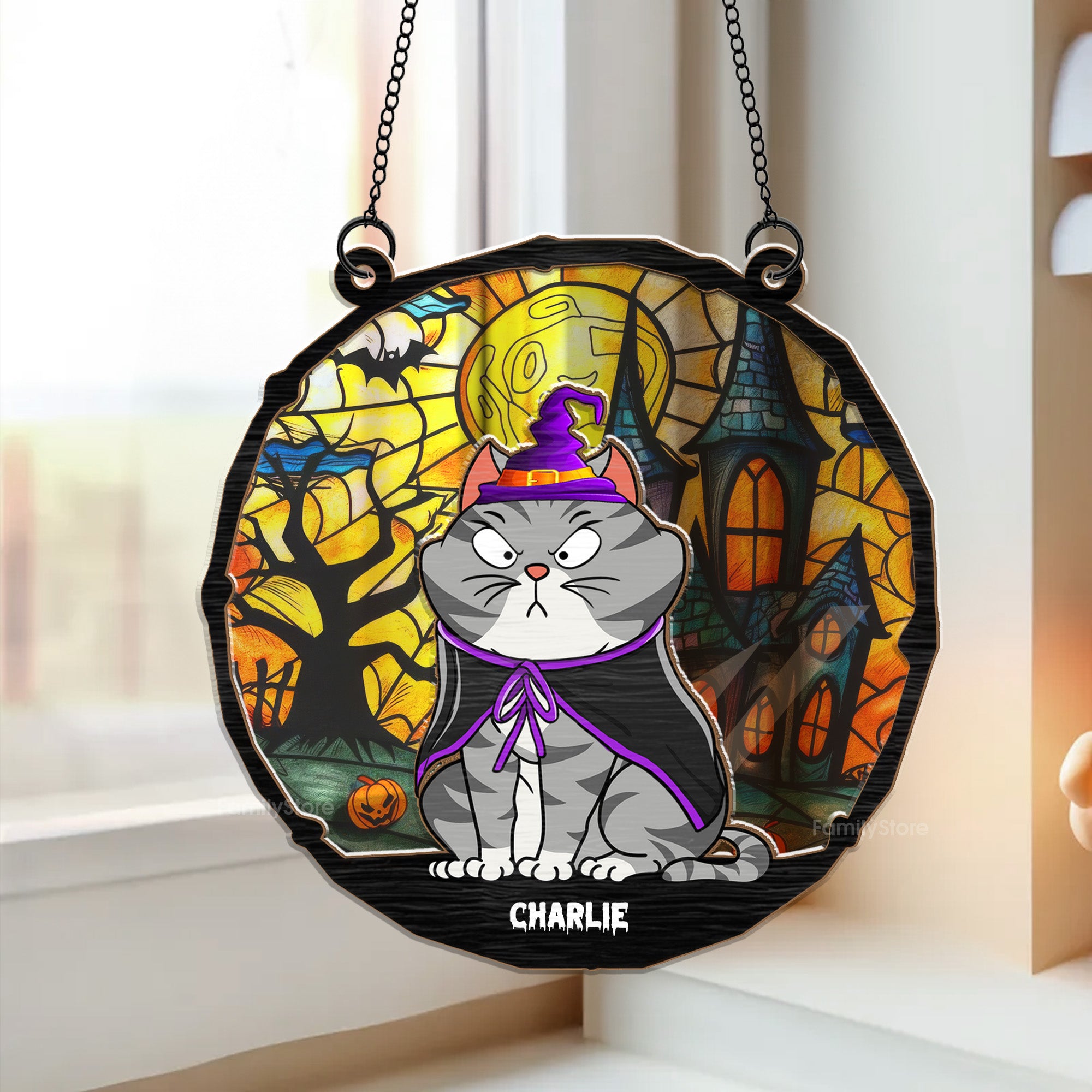 Well, It's Halloween - Gift For Cat Lovers - Personalized Window Hanging Suncatcher Ornament - CLP01 NA94