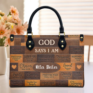 God Says I Am - Personalized Leather Handbag With Handle - AT4080902