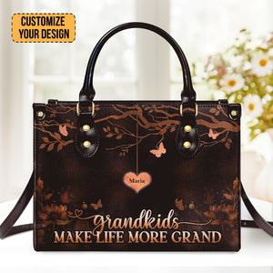 Grandkids Make Life More Grand - Unique Personalized Leather Handbag - AT4080808