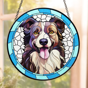 Custom Photo Dog Sympathy Gift For Pet Owners, Pet Lovers - Memorial Personalized Stained Glass Window Hanging Suncatcher