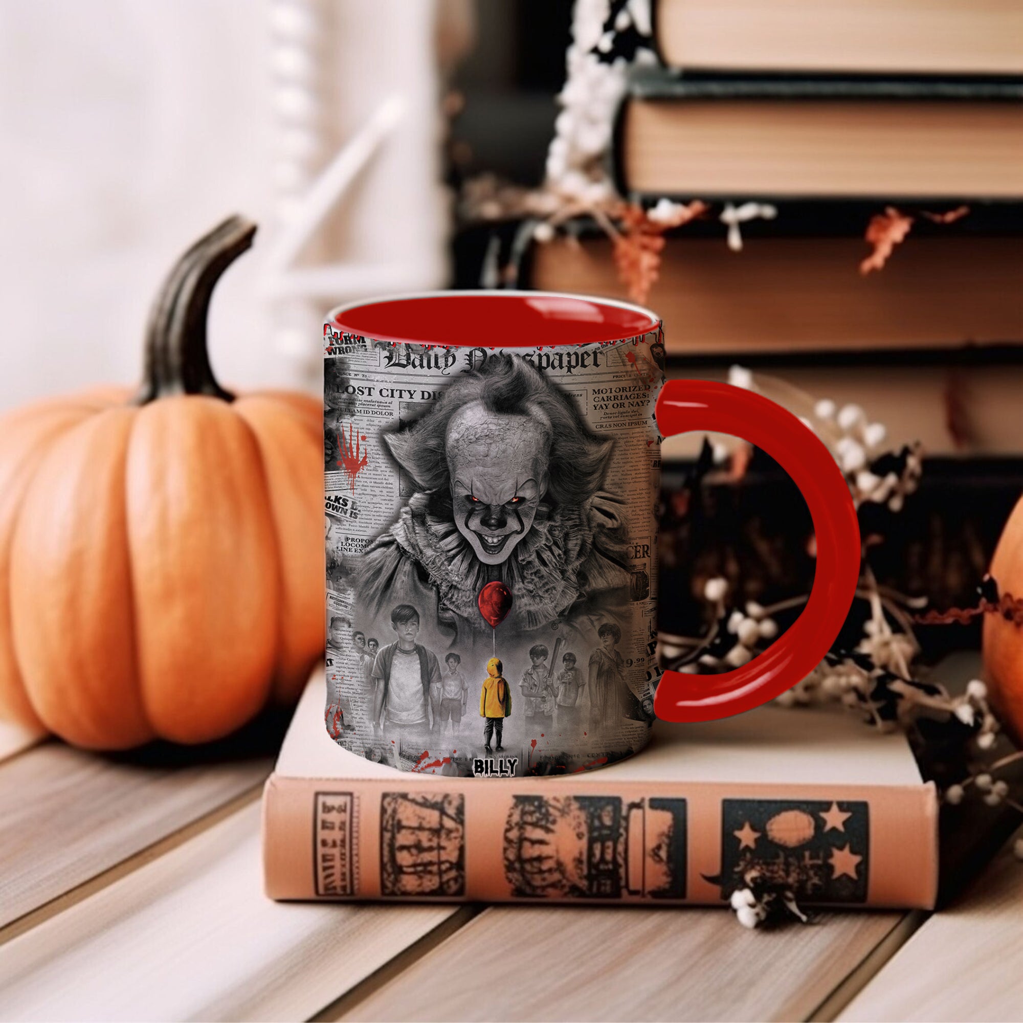 Custom Name Clown Make Me Scared Happy Halloween - Personalized Accent Mug - NA94