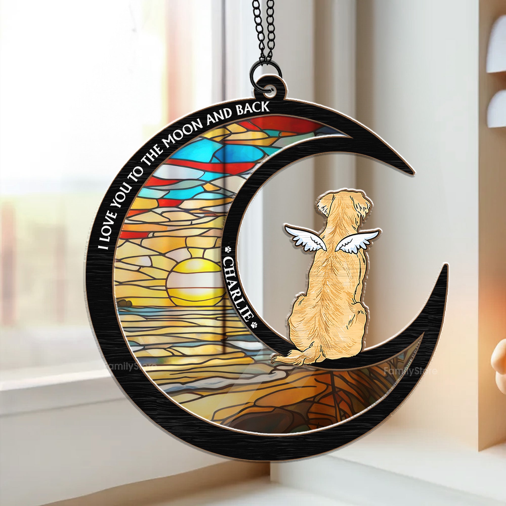 I Love You To The Moon And Back - Memorial Gift For Pet Lovers - Personalized Window Hanging Suncatcher Ornament - CLP06 NA94