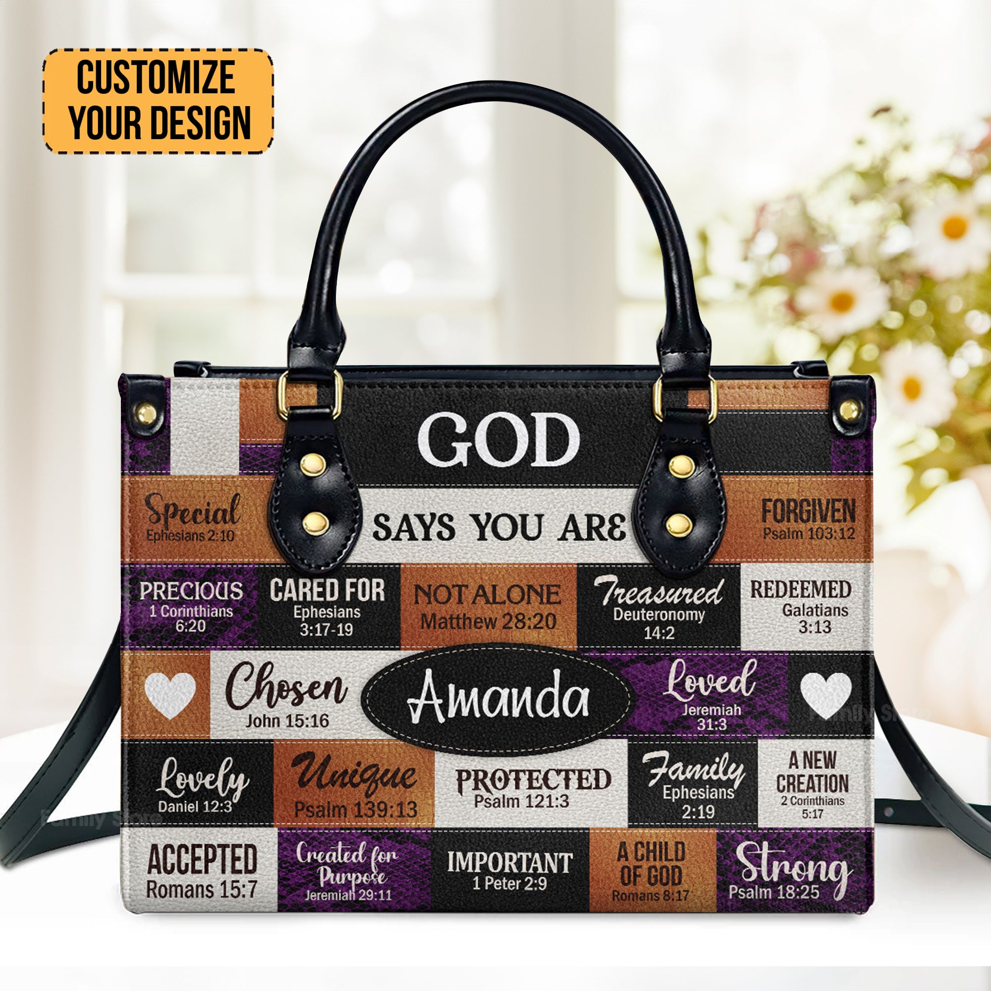 God Says I Am - Personalized Leather Handbag With Handle - AT4080903