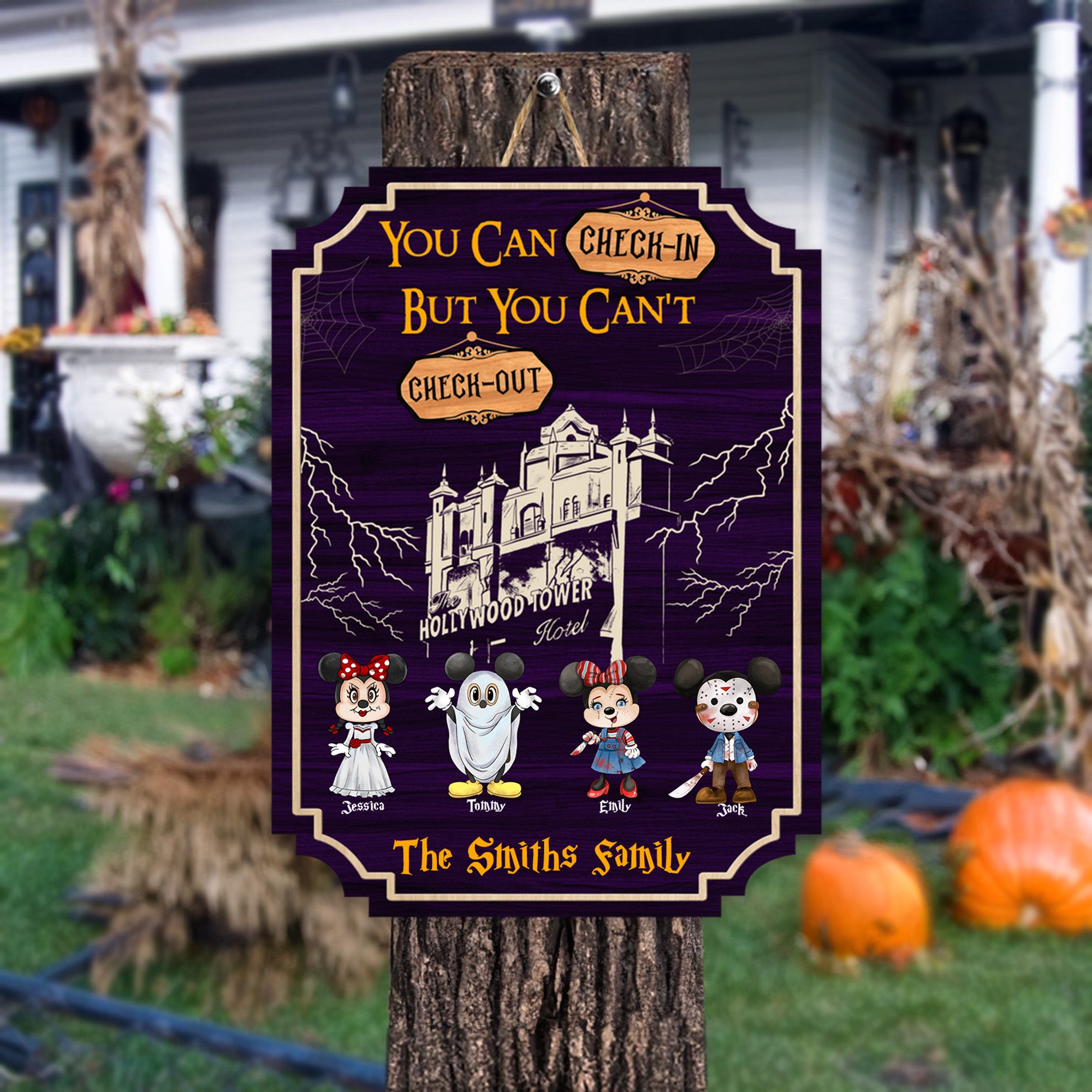 You Can Check-In But You Can't Check-Out - Personalized Shaped Wood Sign - CL15 NA94