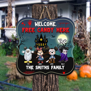 Welcome Free Candy Here Horror Halloween - Personalized Shaped Wood Sign - CL15 NA94