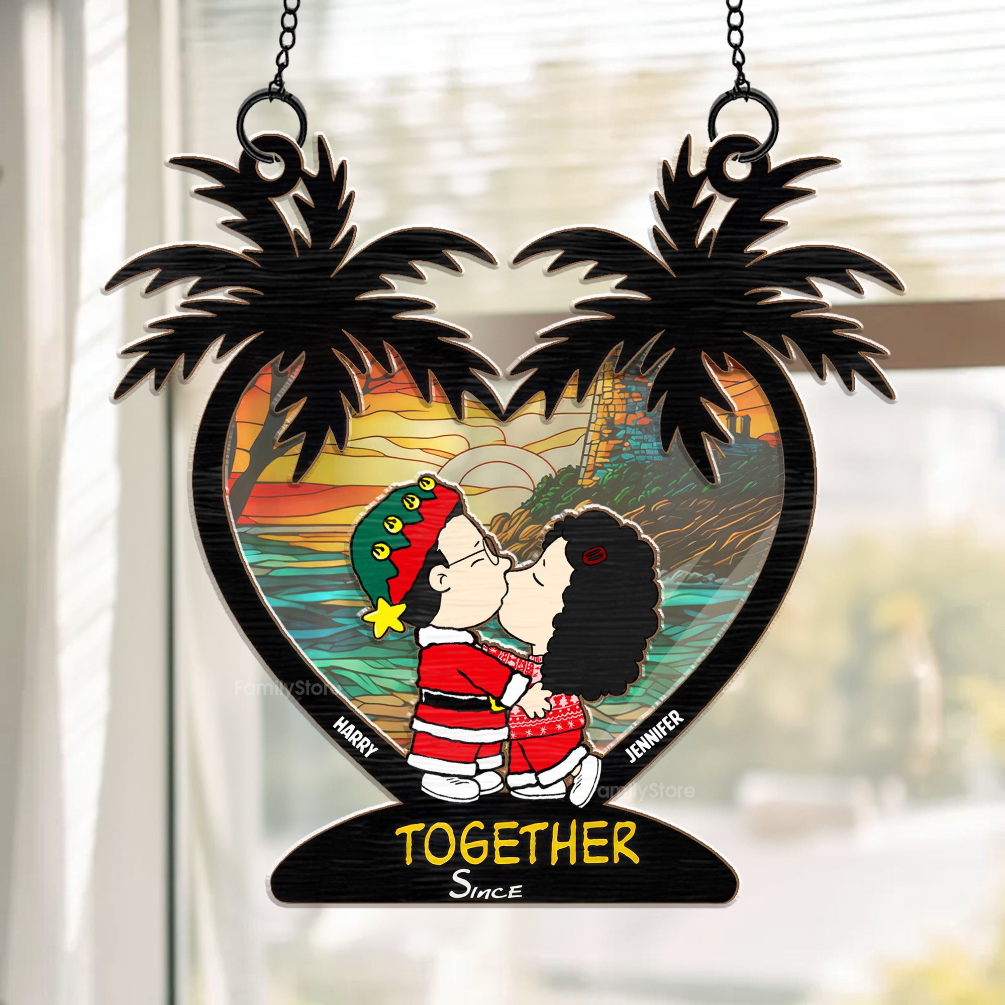 Together Since Peanuts - Personalized  Window Hanging Suncatcher Ornament - Gift For Couple, Husband Wife, Anniversary, Engagement, Wedding, Marriage Gift - CL45 NH96