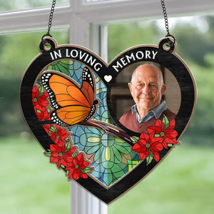 Custom Photo I'm Always With You Memorial Heart - Personalized Window Hanging Suncatcher Ornament - Custom photo PT