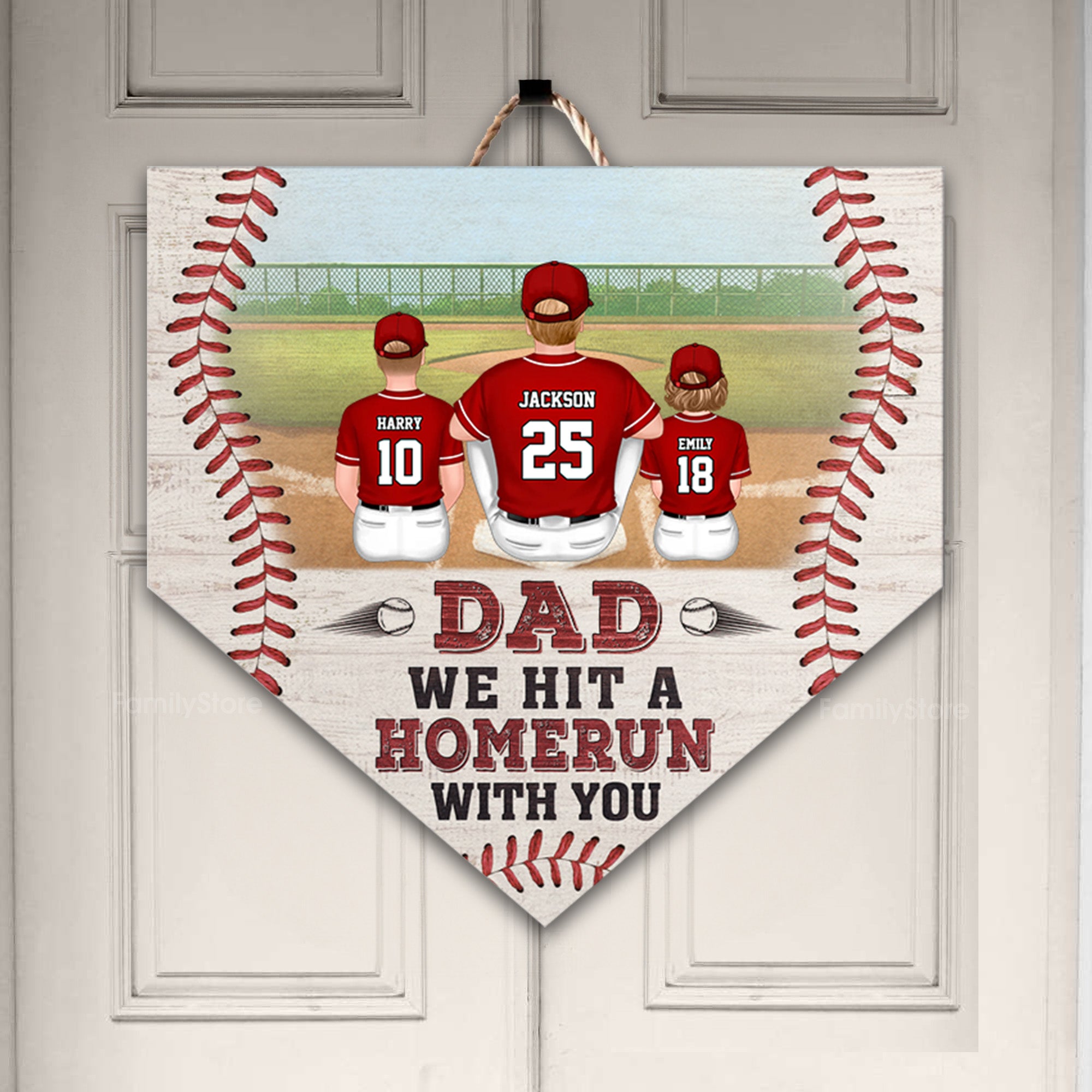 Dad We Hit A Homerun With You - Gift For Family, Baseball Lovers - Personalized Custom Shaped Wood Sign - SPCL01 NA94